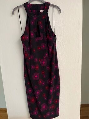 Trina Trina Turk Women's Sleeveless Colina Fitted Halter Keyhole Dress